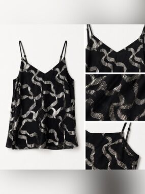 NWT- Ann Taylor Black and Cream Sequin Camisole